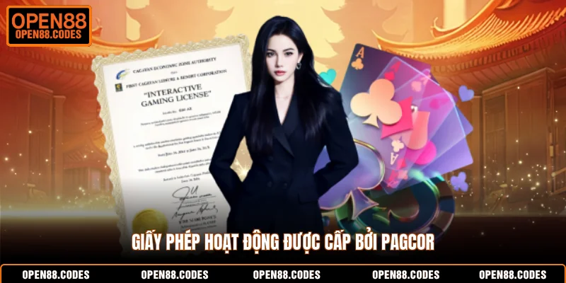 Giấy phép hoạt động được cấp bởi PAGCOR