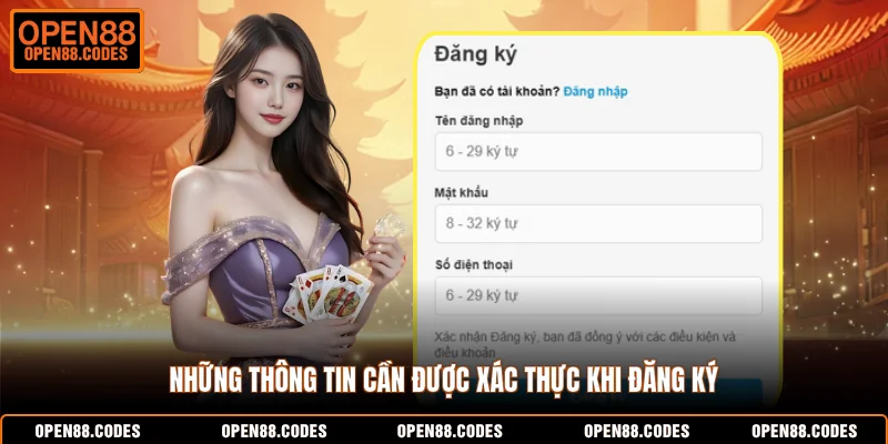 Những thông tin cần được xác thực khi đăng ký